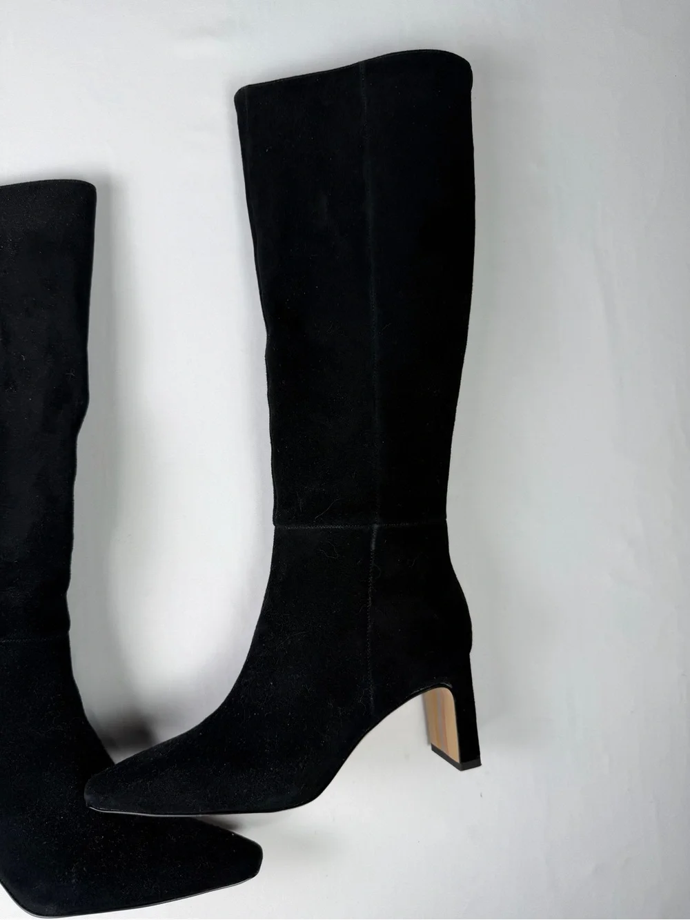 Classic Sam Edelman Sylvia Style Knee High Suede Black Boots side half zip 6